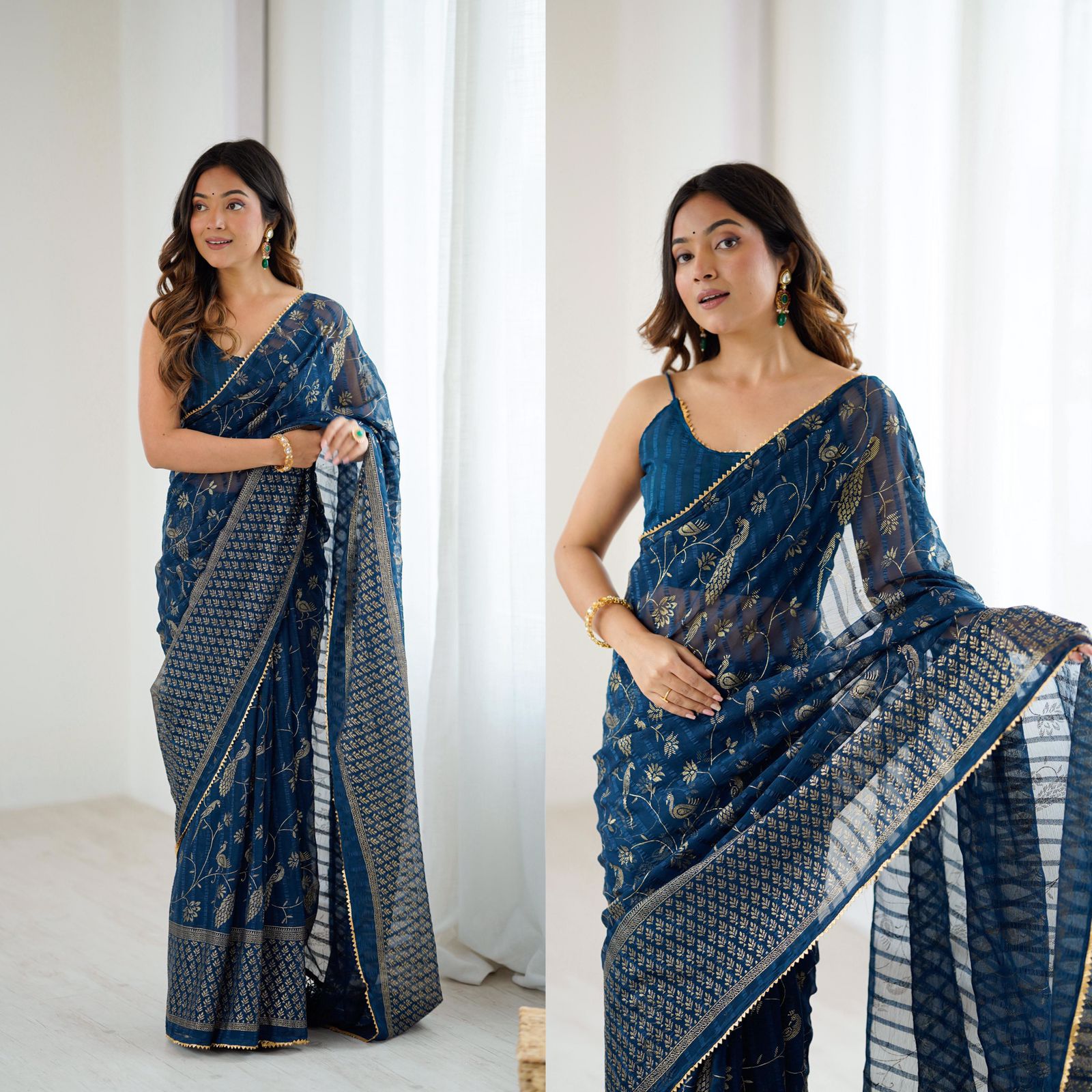 π Elegant Georgette Silk Saree with Foil Work & Lace Detailing β Classic Festive Wear π«